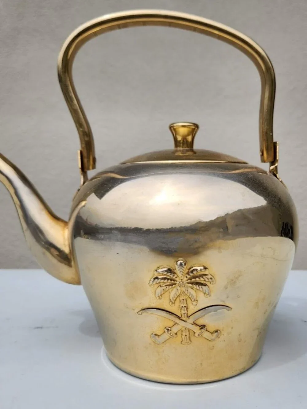 Vintage Al-Saif Tea Kettle Tea Pot Teapot Stainless Steel Gold Color 1.6 L Kitch